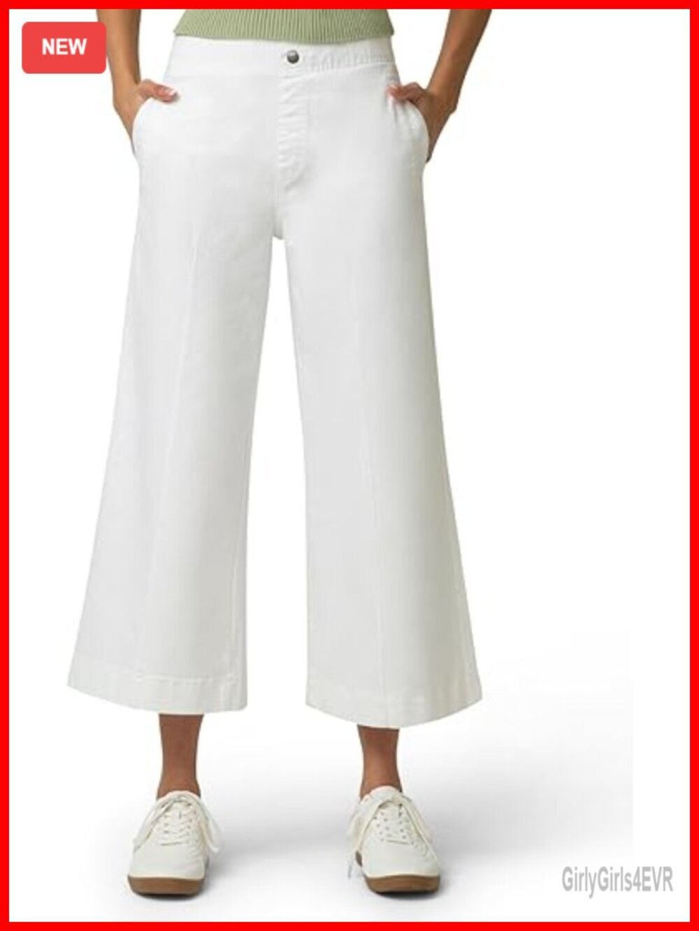 Cropped Wide Leg Jeggings with Pockets Pull-On